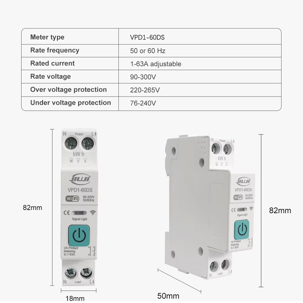 63A 1P+N Breaker | WiFi Smart Switch with Energy Metering 5 63A 1P+N Breaker