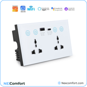 Universal Smart Dual Socket Type C & USB Smart Wall Outlet White