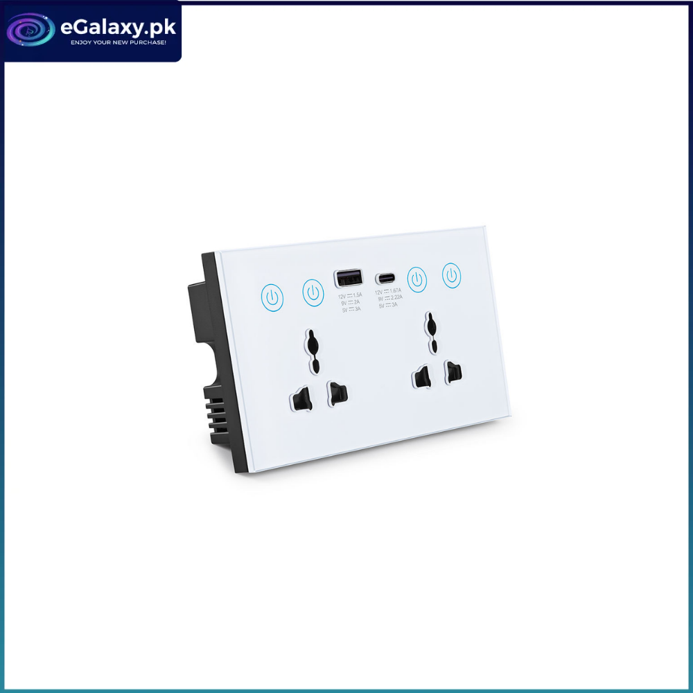 Universal Smart Dual Socket Type C & USB Smart Wall Outlet White 1 Universal Smart Dual Socket