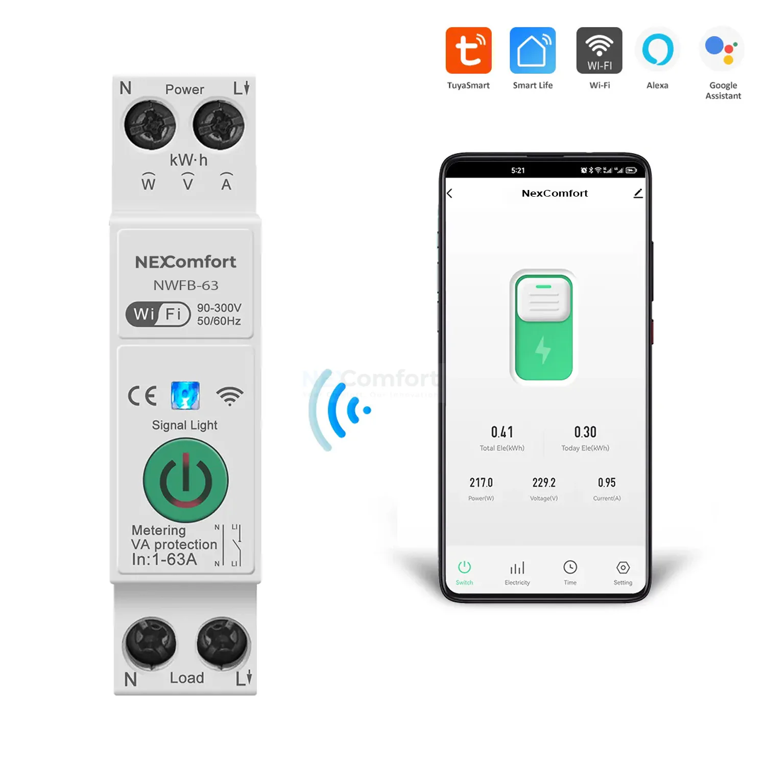 63A Smart WiFi Breaker | Energy Meter & Tripping Option β NWFB-63 1 nexcomfort wifi breaker 1 | 63A Smart WiFi Breaker | Energy Meter & Tripping Option β NWFB-63